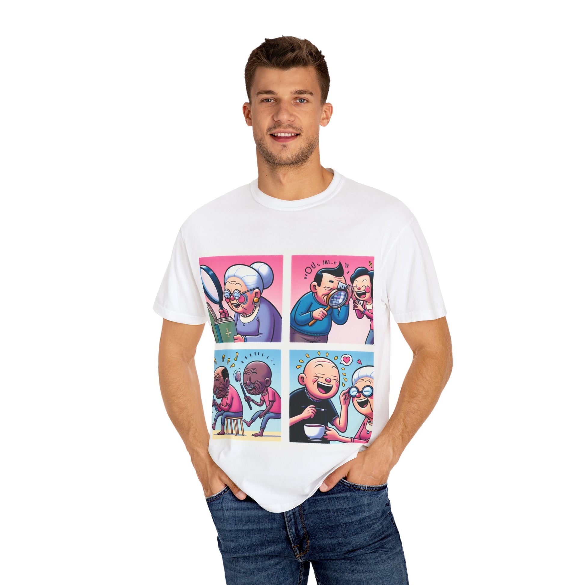 Funny Comic T-Shirt for Grandparents, Quirky Gift for Family, Humorous Tee for Elderly Pop Culture, Birthday Gift, Unisex Graphic Tee