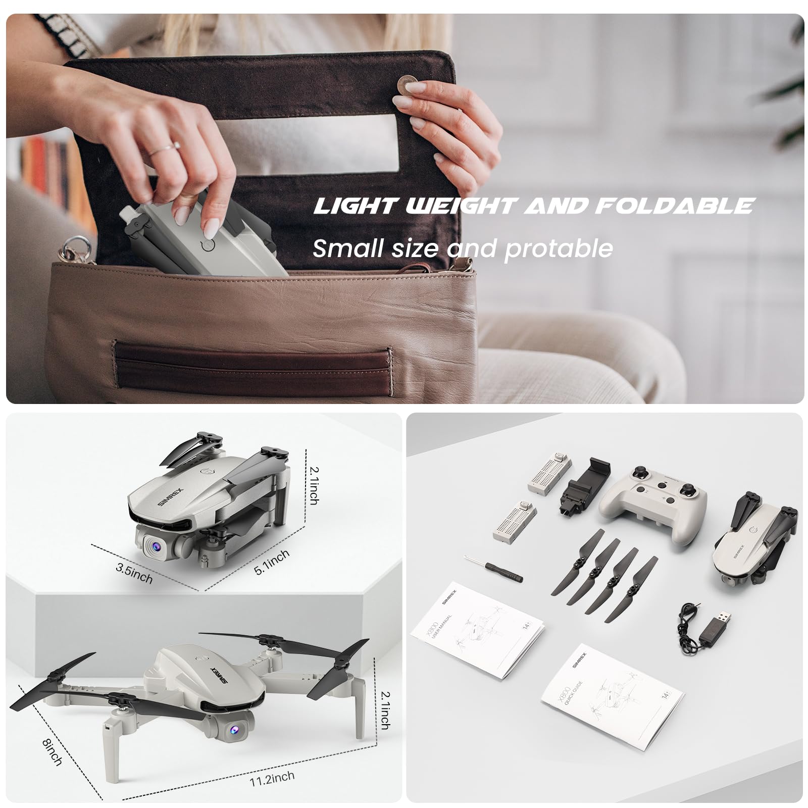 Drone With Camera 1080P for Kids And Adults, RC Quadcopter with Altitude Hold, Mini Drone With One Key Start, Waypoint Fly, Headless Mode, 3D Flip, 3 Speeds, Remote Control Drone for Beginners
