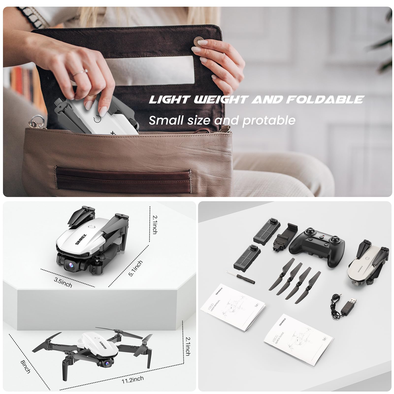 Drone With Camera 1080P for Kids And Adults, RC Quadcopter with Altitude Hold, Mini Drone With One Key Start, Waypoint Fly, Headless Mode, 3D Flip, 3 Speeds, Remote Control Drone for Beginners
